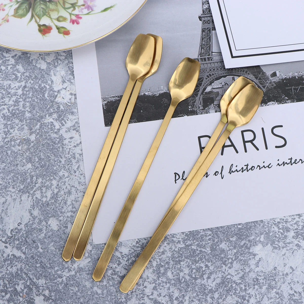 

5 шт., ложка для льда с длинной ручкой из нержавеющей стали, ложка для перемешивания кофе, чая с молоком, коктейлей, десертов, ложки для смешивания, ложки для смешивания с длинной ручкой