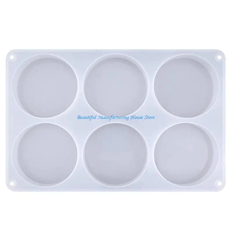 E56A 6-Cavity Thick Round Silicone Molds for Epoxy Resin Casting Cup Mats