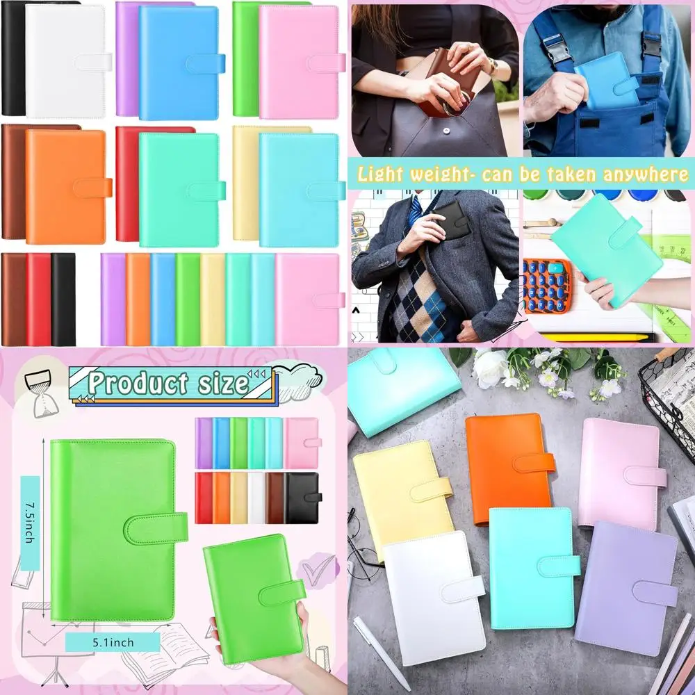 

24-Piece A6 Refillable PU Leather 6-Ring Binder with Magnetic Closure, Ideal for Personal Organization and School Supplies