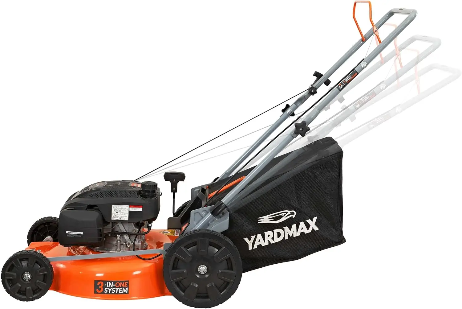 YARDMAX 21 in. 170cc 3-in-1 Gas Walk Behind Push Lawn Mower with High Rear Wheels lawn mower