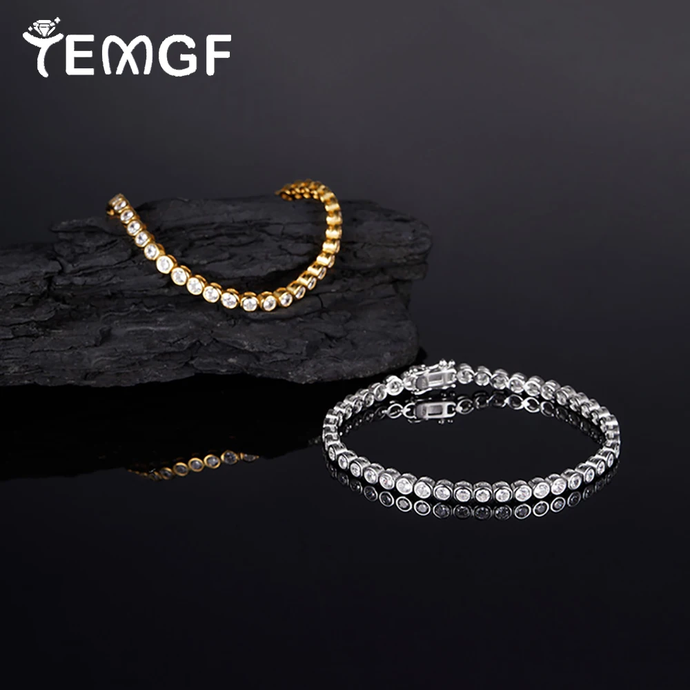 

Браслет TEMGF 2 мм/3 мм с муассанитом, стерлинговое серебро S925, цепочка с пузырьками для женщин, элегантные модные ювелирные изделия, сертификация GRA