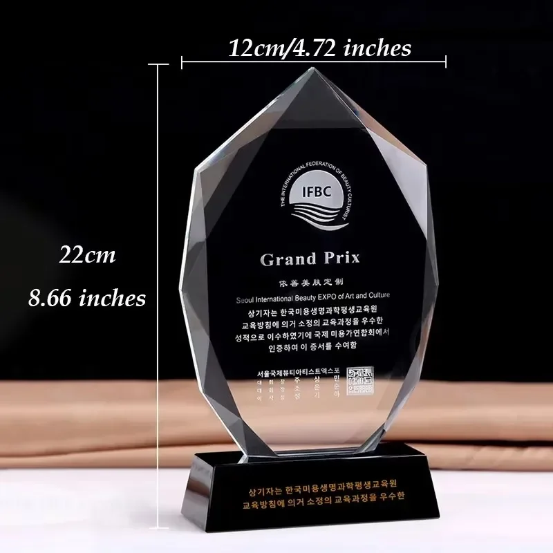 Personalised Glass Award Cup Corporate Custom Crystal Trophy Free LOGO Engraving Company Award Ceremony Prize Sport Winner Award - Image 6