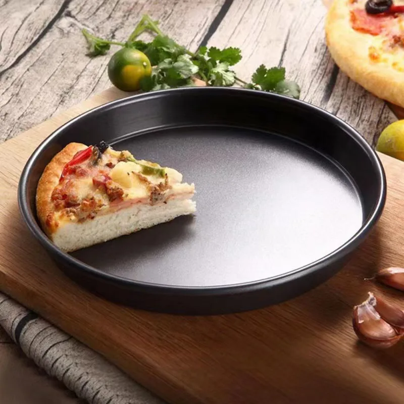 

4Pcs Carbon Steel Pizza Pan Round Nonstick Pizza Crisper Tray Oven Baking Cookies Bread 9 Inches Crisper Pan Baking Supplies