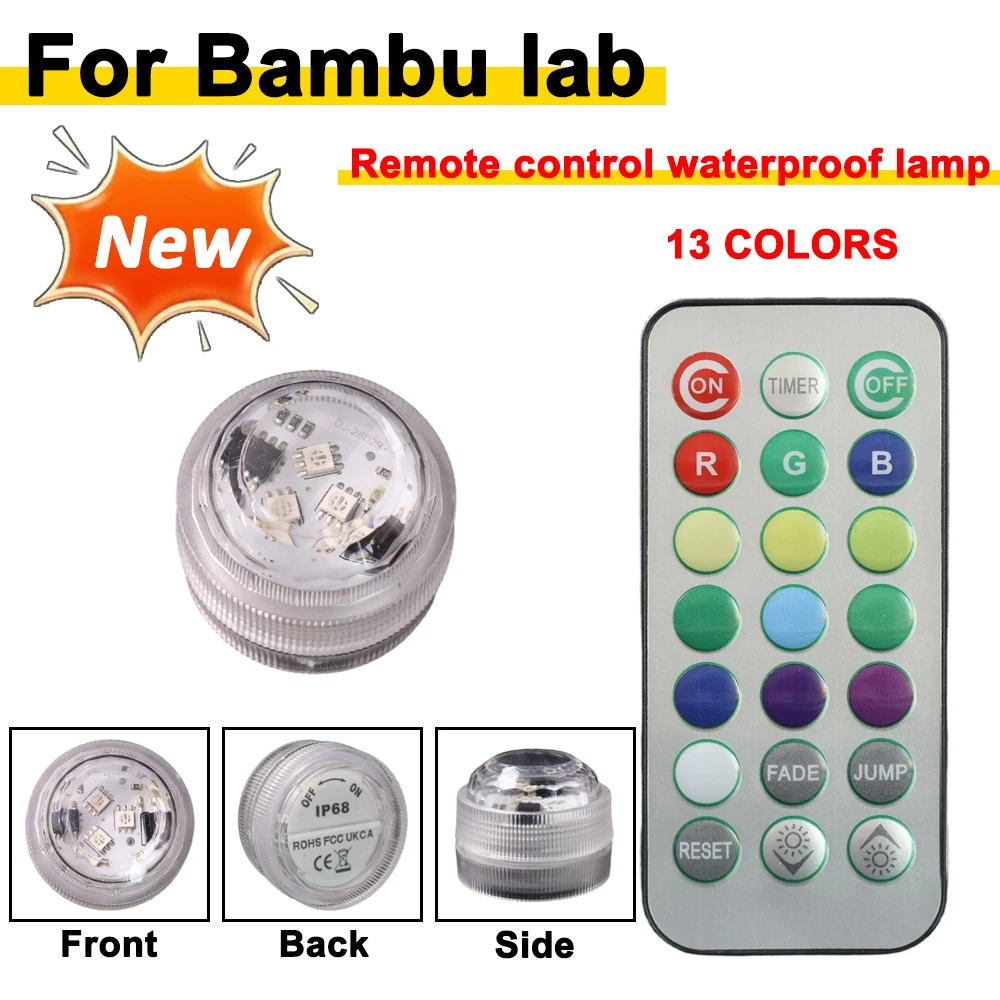 For Bambu Mini Waterproof RGB LED Tea Lights with Remote Control 6pcs for Bambu Lab Creator Program KC020 Maker World Hardware