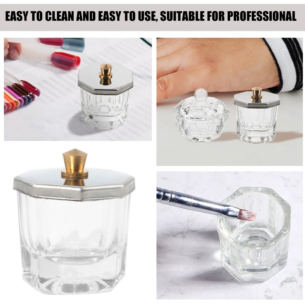 Piatto Dappen per unghie acriliche con coperchio Tazza per unghie in vetro per miscelare lo strumento per manicure in polvere liquida Strumenti per unghie acriliche dal design elegante