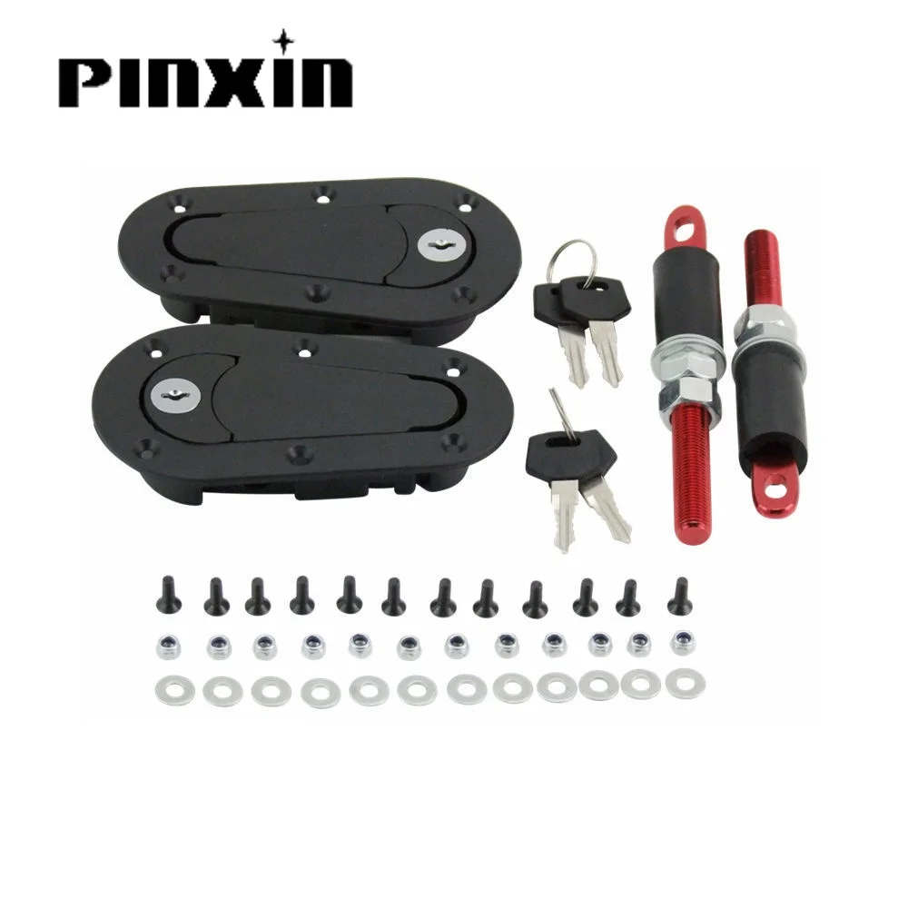 PINXIN  Racing Car Hood Pin Engine Bonnet Latch Lock Mount Kit with/without Lock Key 2Pcs Universal