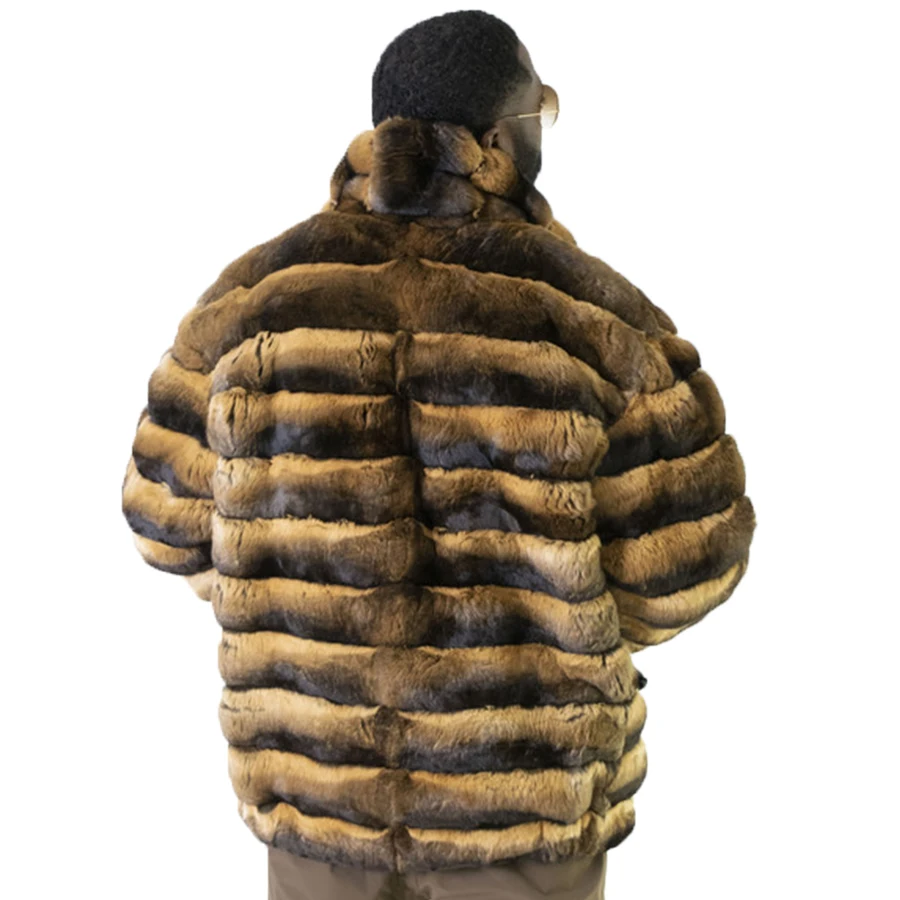 Winter Jacket For Man Real Rex Rabbit Fur Coat With Zipper Luxury Brand Chinchilla Fur Coat Men