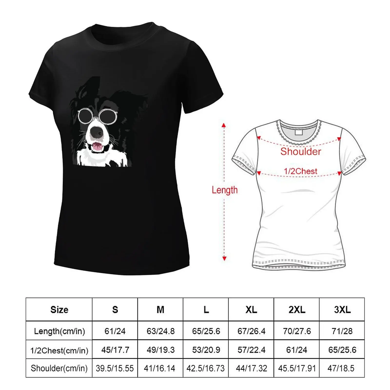 Funny Border Collie Outdoor Sunglasses Dog Lover Gift T-Shirt cute clothes vintage clothes T-shirt Women