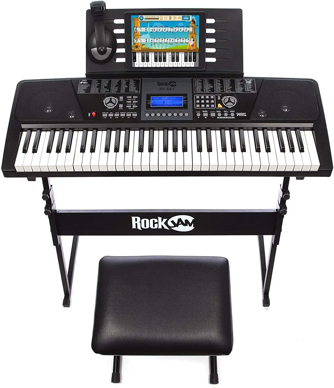 Key Keyboard Piano With LCD Display Kit, Stand, Bench, Headphones, Simply App & Keynote Stickers