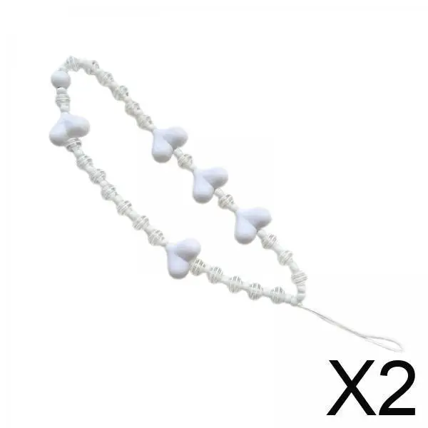 

2x Heart Shape Phone Charm Strap Mobile Phone Chain Strap Bag Pendants Smartphone Case Lanyard Fashion for Women Wallets , C