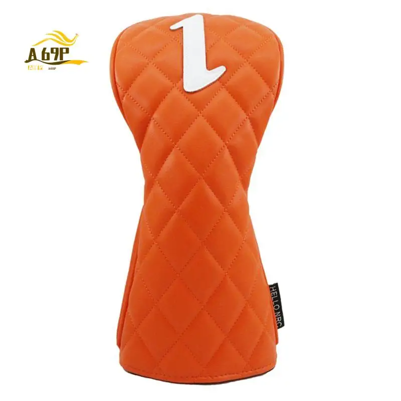 A69P-Wood Cover Rhombus Shape Pattern PU Soft Club Covers For Fairway Hybrid Waterproof Protector Set
