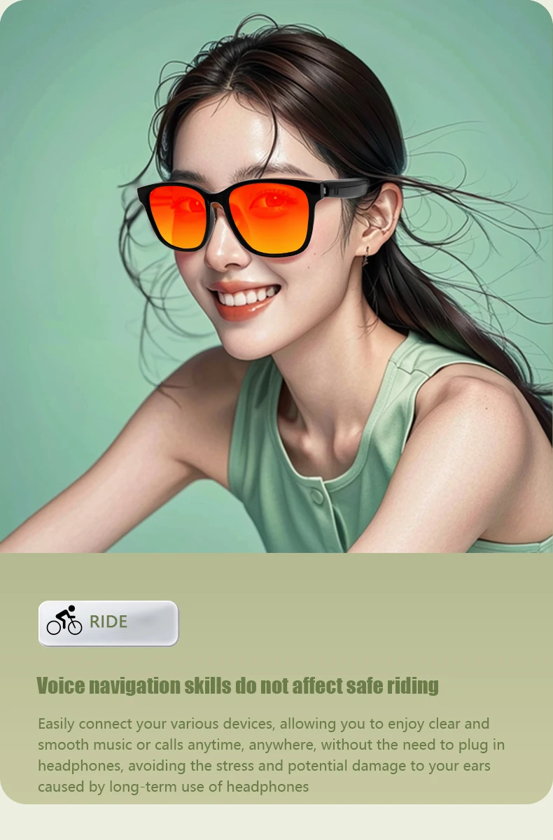GS08 anti-blue light glasses make receive calls music calling noise reduction UV400 protection BT TWS smart glasses for men