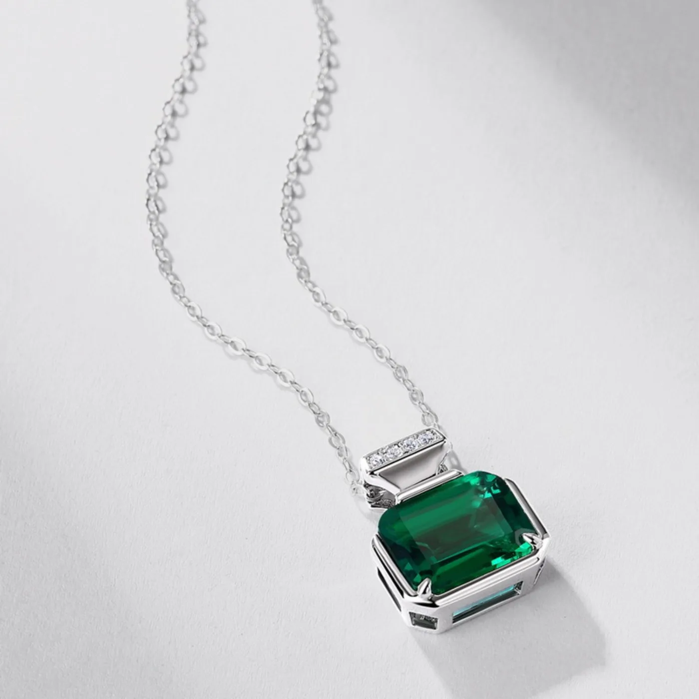 MUSHAN Luxury Jewelry 925 Sterling Silver Chain Pendant Necklace Lab Grown Emerald Ruby Gemstones Necklaces Pendants GRC Jewelry view 4