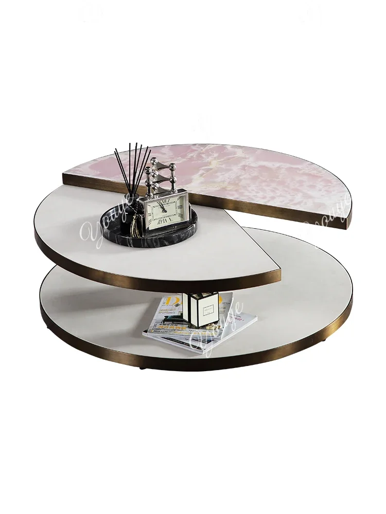 BX Marble Coffee Table Small Apartment Living Room Integrated Stainless Steel Simple Italian High-end Sofa Tea Table