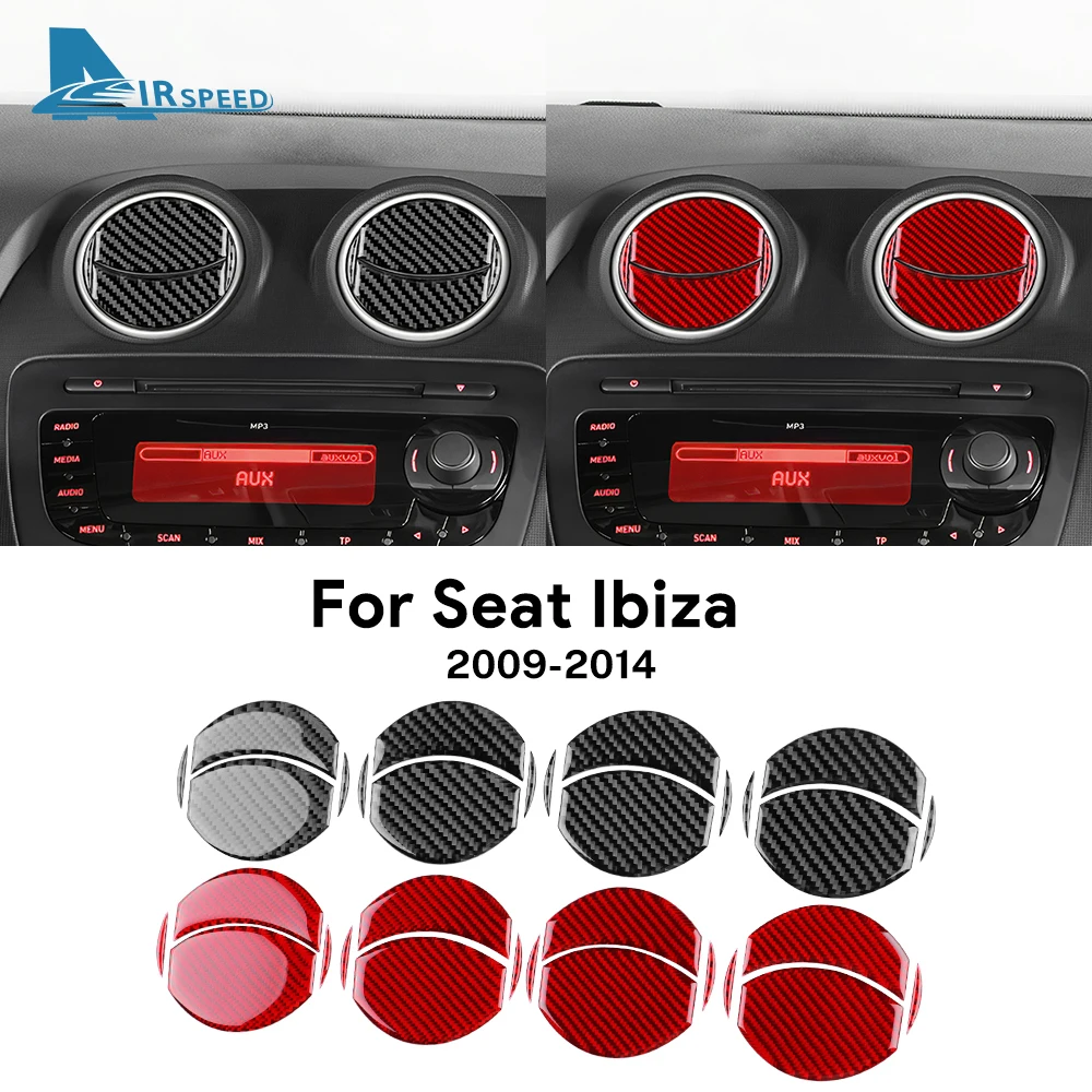 

For Seat Ibiza 2009 2010 2011 2012 2013 2014 Real Soft Carbon Fiber Sticker LHD RHD Car Center Console Air Outlet Sticker Panel