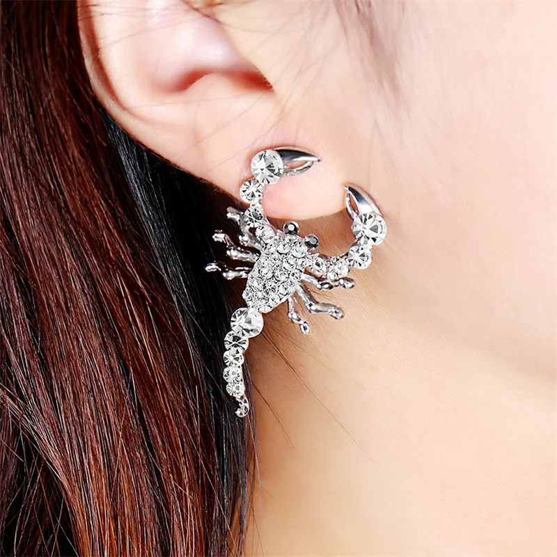 Fashion Creative Scorpion Diamond Stud Accessories Women\'s Personality Light Luxury Animal Punk Hip Hop Jewelry Gift 2022 Trend