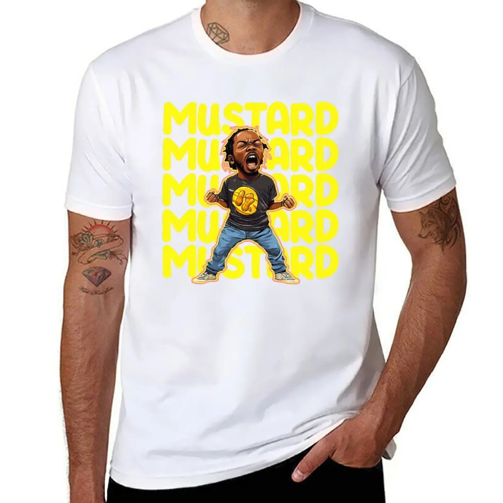 

Kendrick Lamar Mustard Shouting T-Shirt t shirts cotton 100% cotton t shirt man T-Shirt