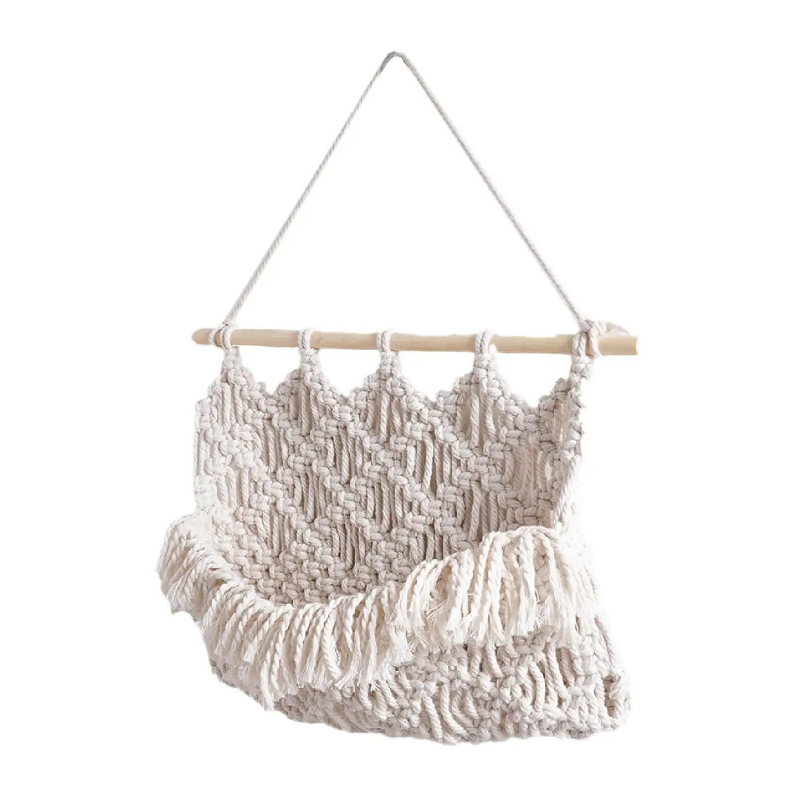 Macrame Wall Hanging Tapestry Storage Bag Fruit Basket Hanging Plant Holder for Home Apartment Living Room Indoor Outdoor Dorm