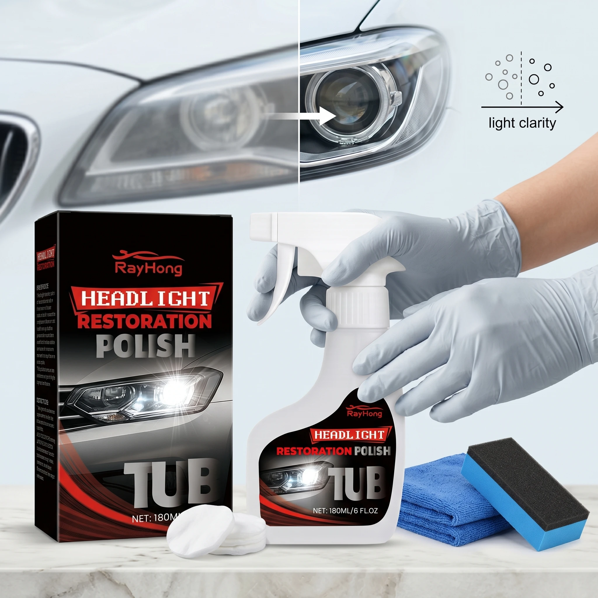 Car Headlights Restoration Kit Removes Yellowing Scratches Increases Lights Brightness Keeps Clear View Car Lamp Polishing Fluid
