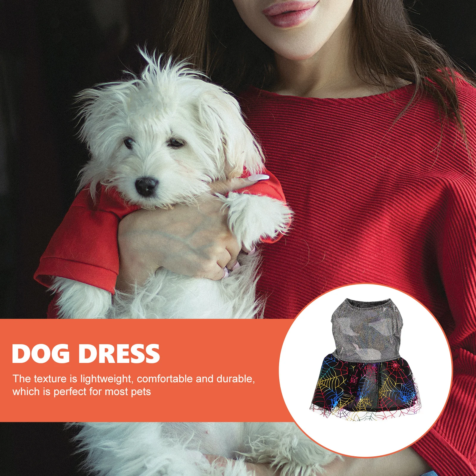 

Halloween Themed Dog Skirt Decorative Spiderweb Print Comfortable Pet Party Dress Puppy Apparel Dog Dress Reusable Pet Clothes