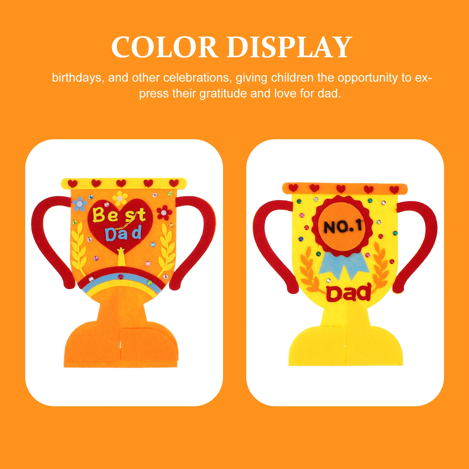 4 pçs troféu artesanato material kit tecido não tecido diy presente artesanal para crianças dia dos pais aniversário artesanato papel presente criativo