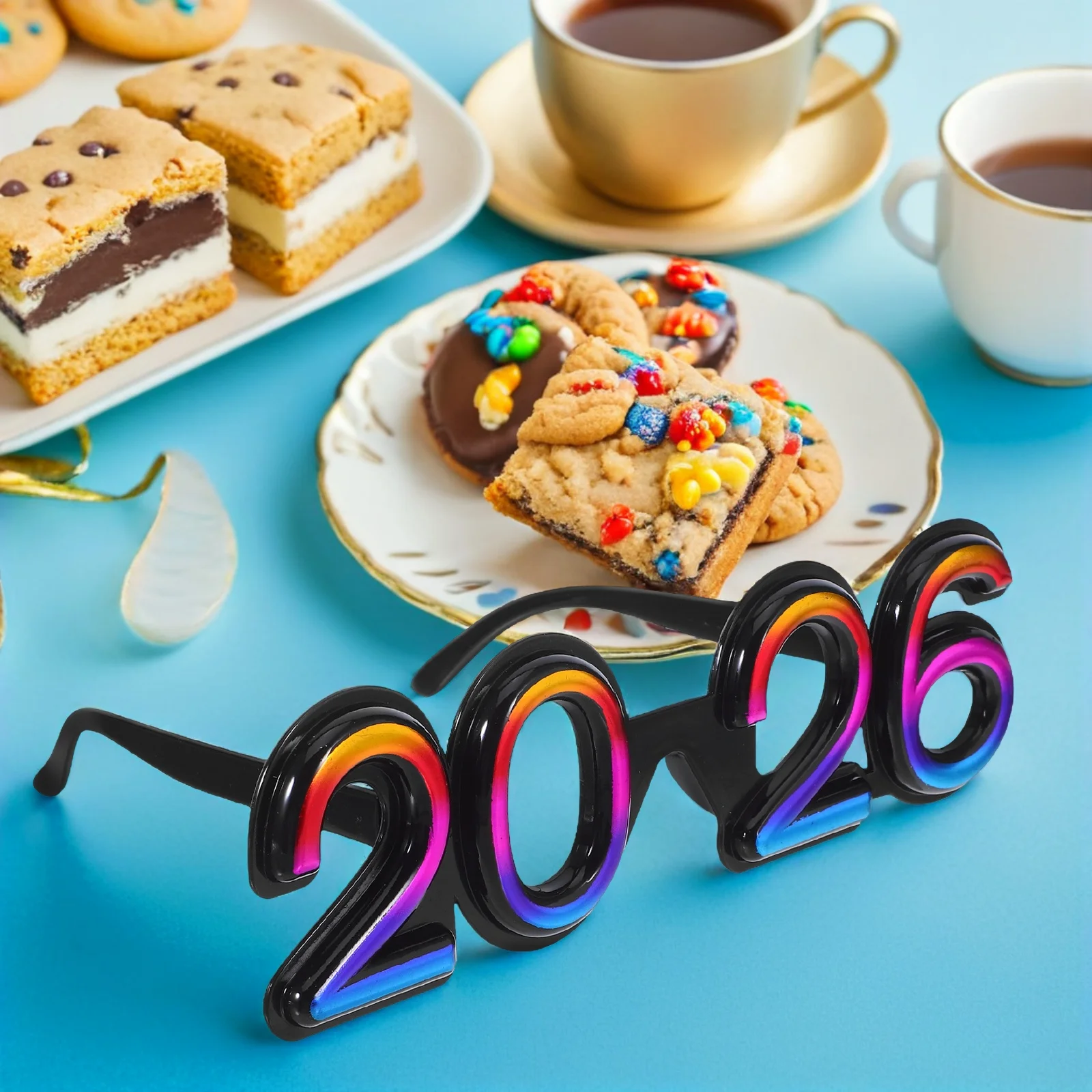 

2026 Glasses Glitter Graduation Party Eyeglasses Durable PC Material Lightweight Fun New Year Eve Sunglasses Photo Prop 2026