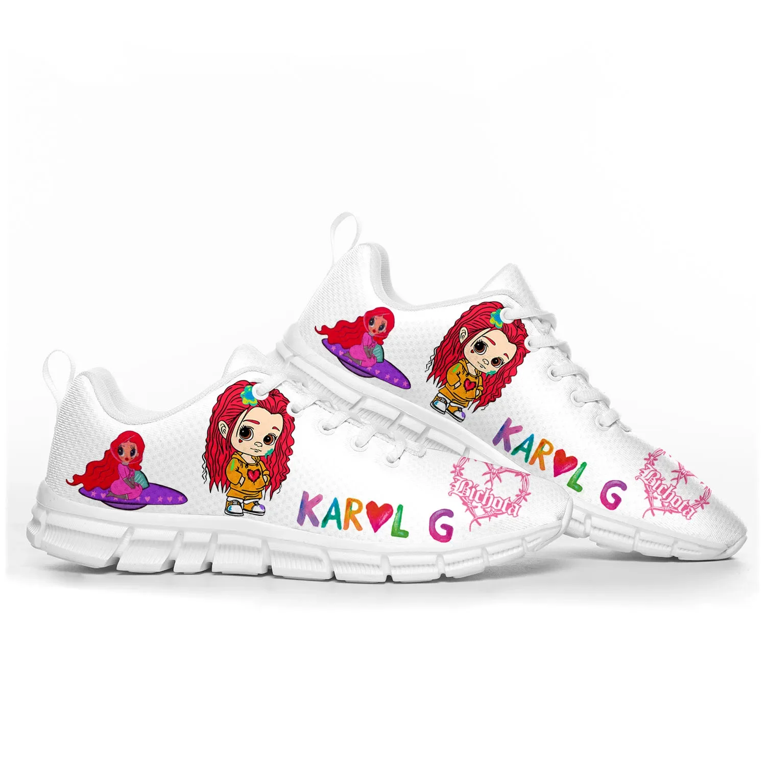 

Karol G Singer Printed Sports Shoes Mens Womens Teenager Breathable Sneakers Casual Custom High Quality Couple Shoes White