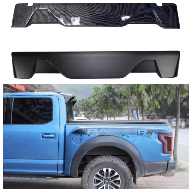 

For Ford Raptor F 150 F-150 F150 2015-2022 Year Roof Spoiler Black Carbon Fiber Look Rear Wing Sport Accessories Body Kit