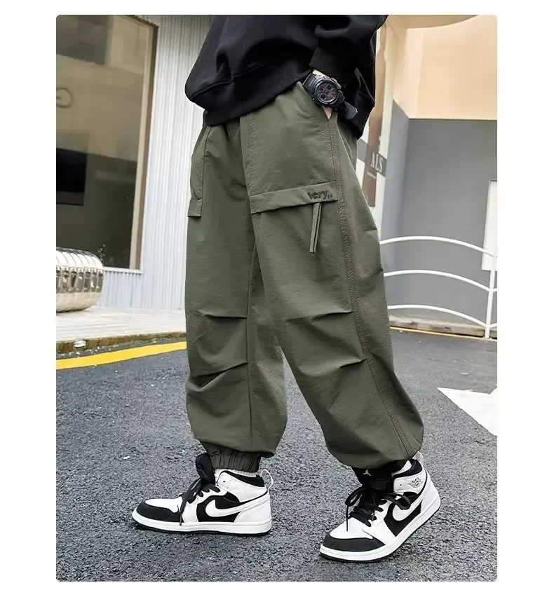 ZOETOPKID Herbst Jungen Baumwoll-Cargohosen Kinder Casual Jogginghosen Einfarbige Sporthosen Modische Kinderbekleidung – Detail 3