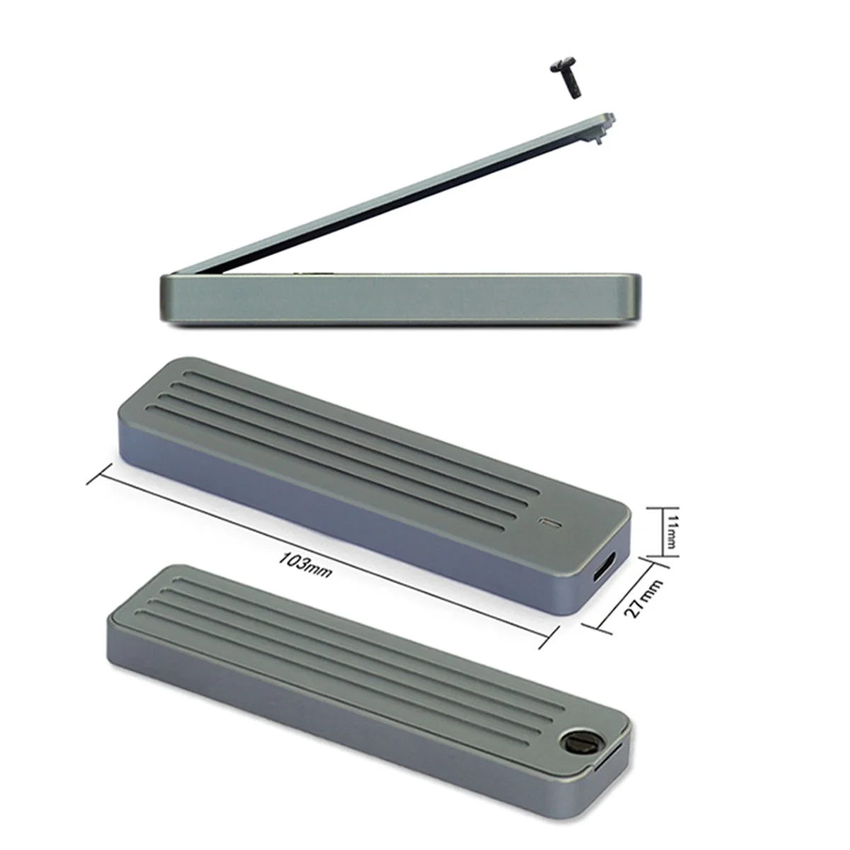 

【Горячие продажи!】Алюминиевый твердотельный накопитель M.2, поддержка NVMe/NGFF SATA TYPE-C USB3.2 GEN2 Алюминий 10G Dual Agreement Серебристо-серый