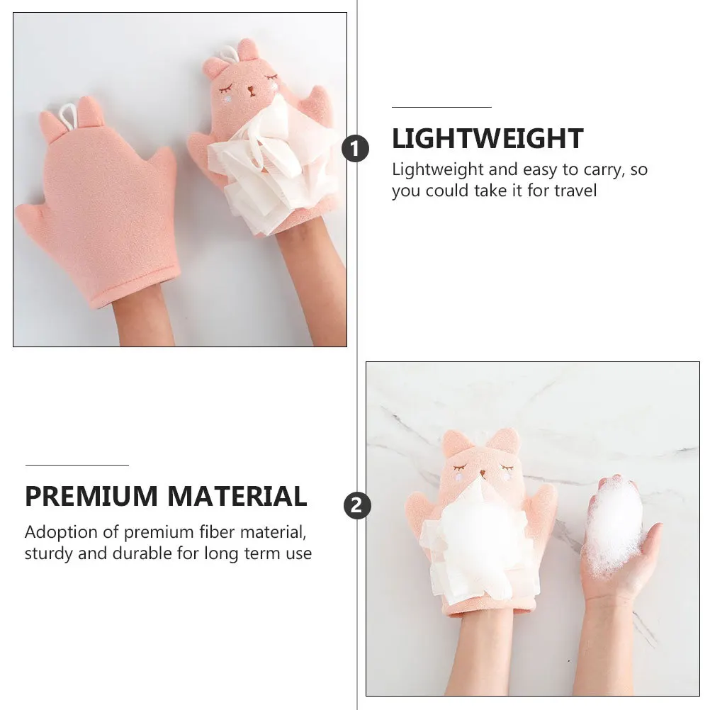 

3Pcs Baby Shower Gloves Soft Fiber Cartoon Bath Scrub Mitt Body Washing Gloves Reusable Portable Baby Bath Mitt