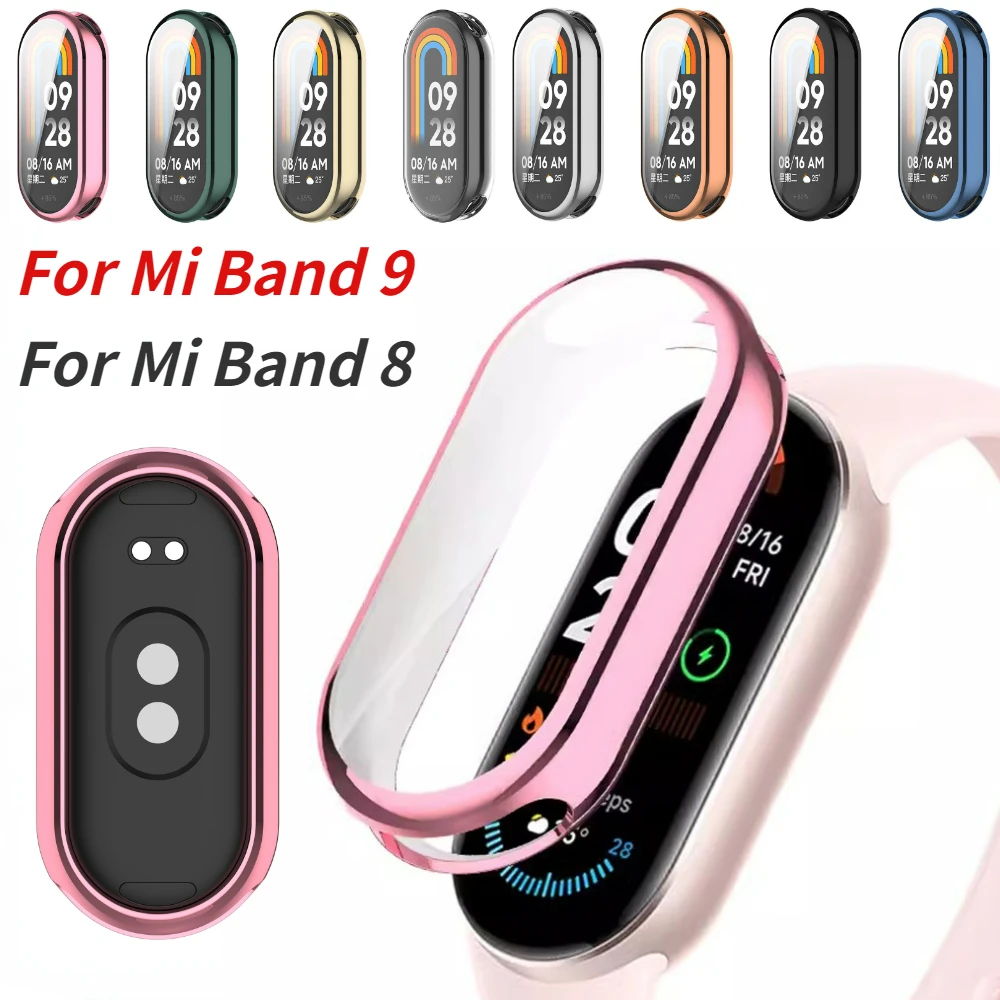 Soft Case for Xiaomi Mi Band 10/9/8 Smart Watch Anti-falling Screen Protective Cover for Xiaomi Band 9 MiBand 8 TPU Bumper Shell