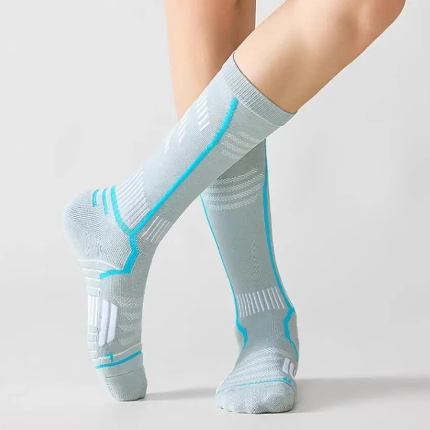 6prs Compression Men Sport Socks Elite Basketball Football Long Tube Knee Anti-Slip Thick Cushion Towel Bottom Training Sock