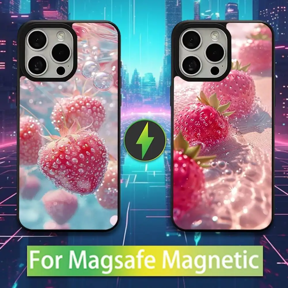 

Cute Fruit Strawberr Phone Case For iPhone 16,15,17,14,13,12,11,Pro,Max,Plus,Mini,Magsafe,Magnetic Wireless Charging Case