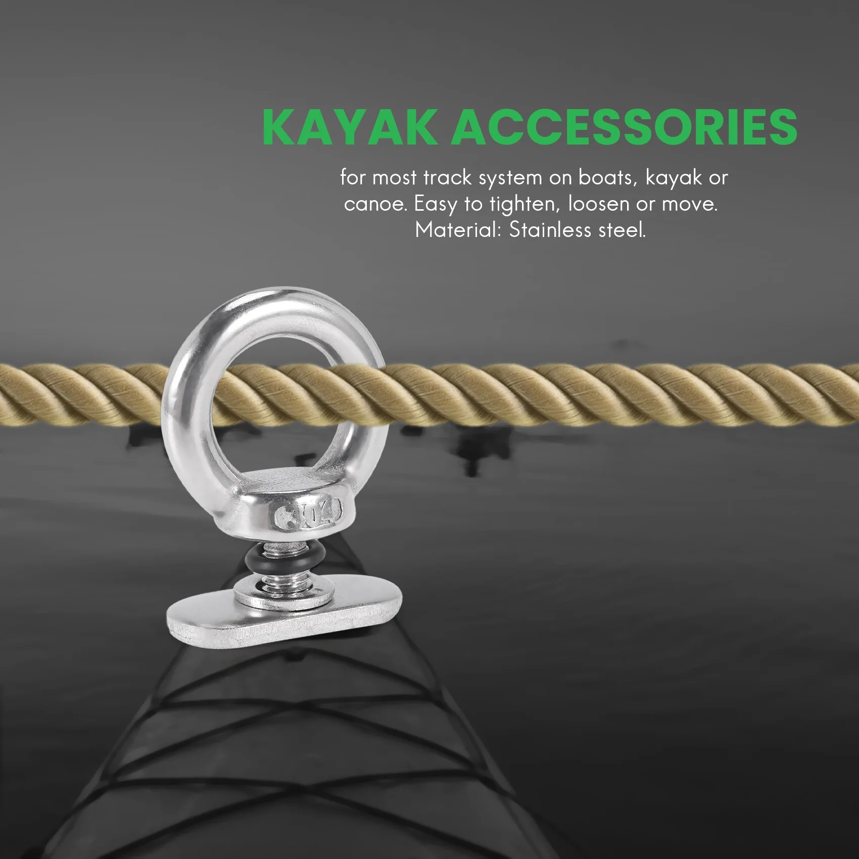 Accessorio per binario con occhielli da annodare per Kayak in acciaio inossidabile da 4 pezzi per Kayak canoa Boat