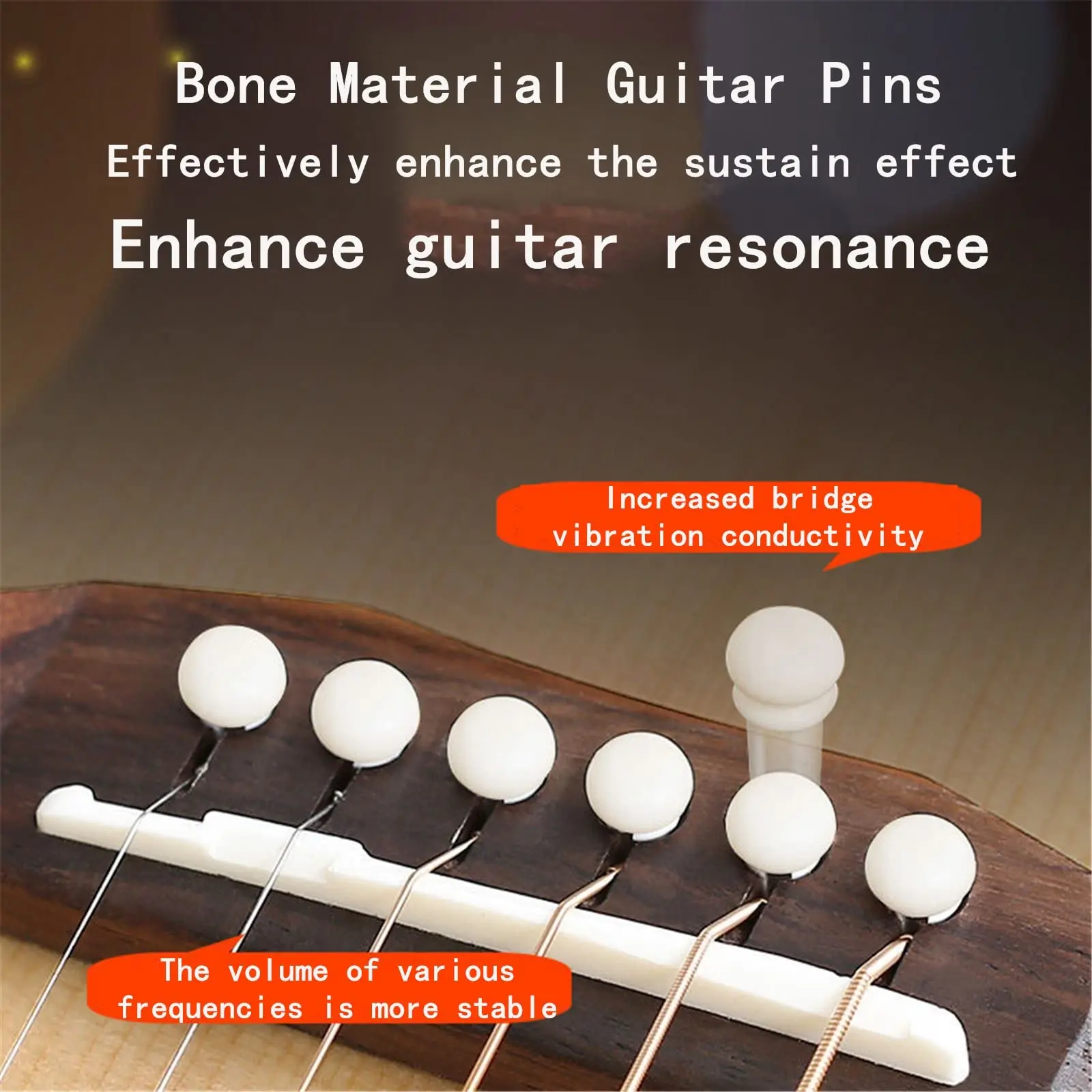 Miwayer 6pcs Guitar Bone Bridge Pins Bovine bone String Nails for 6 & 12 String Acoustic Guitar  Fixed String Nails