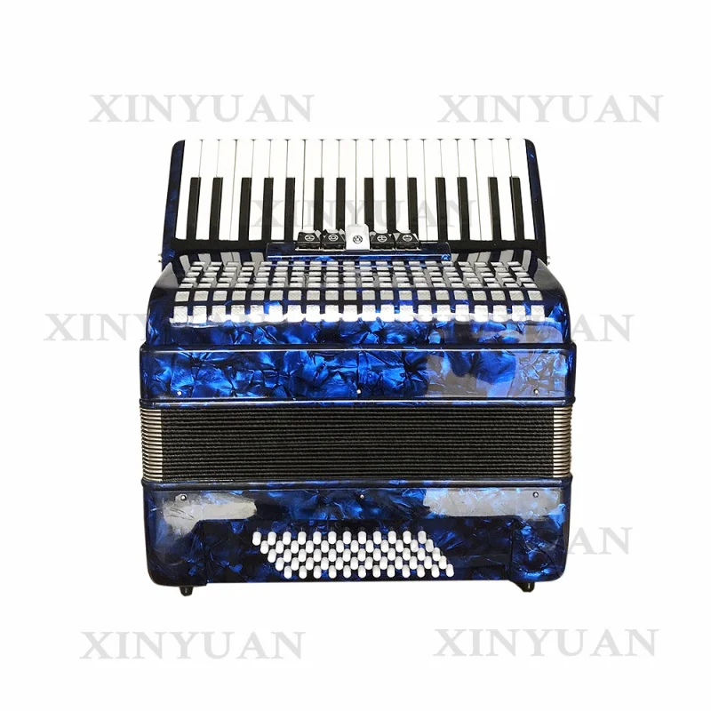 Piano Accordion JP3460, Diatonic Blue Musical Instrument Featuring 34 Keys, 60 Bass and 5 Registers