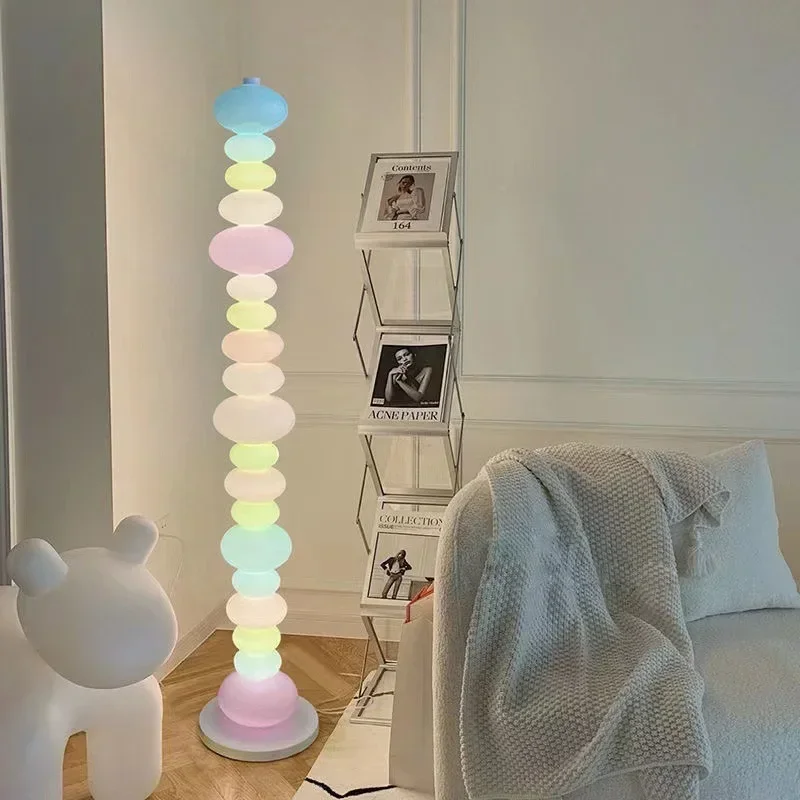 

MandosBor Nordic Rainbow Candy String Floor Lamp Creative Children's Room Led Standing Table Light for Living Salon Bedroom Home