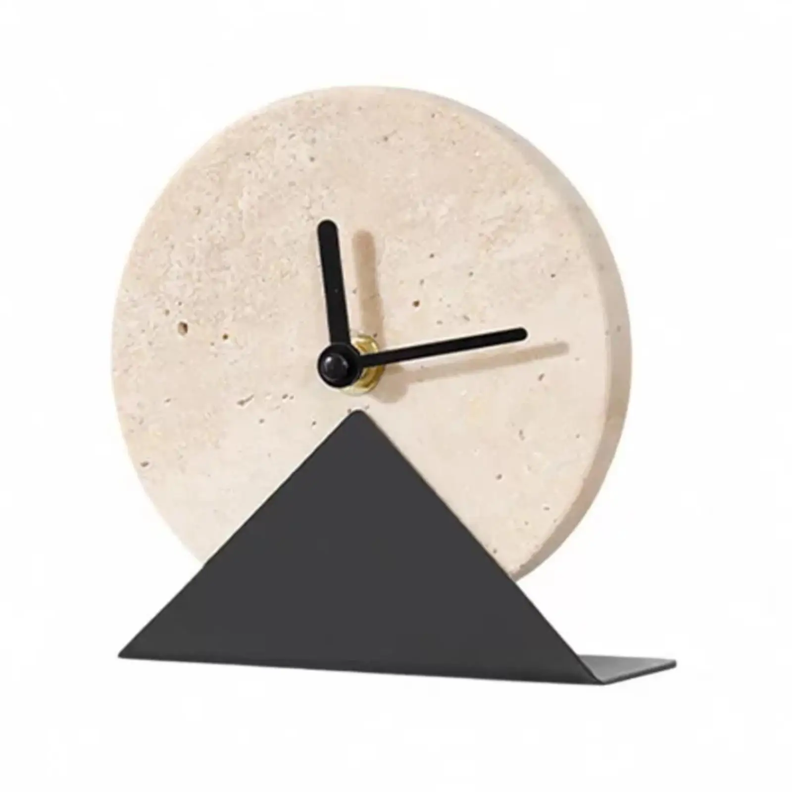 Terrazzo Desk Clock Decorative Clock with Metal Stand Easy to Read for Shelf