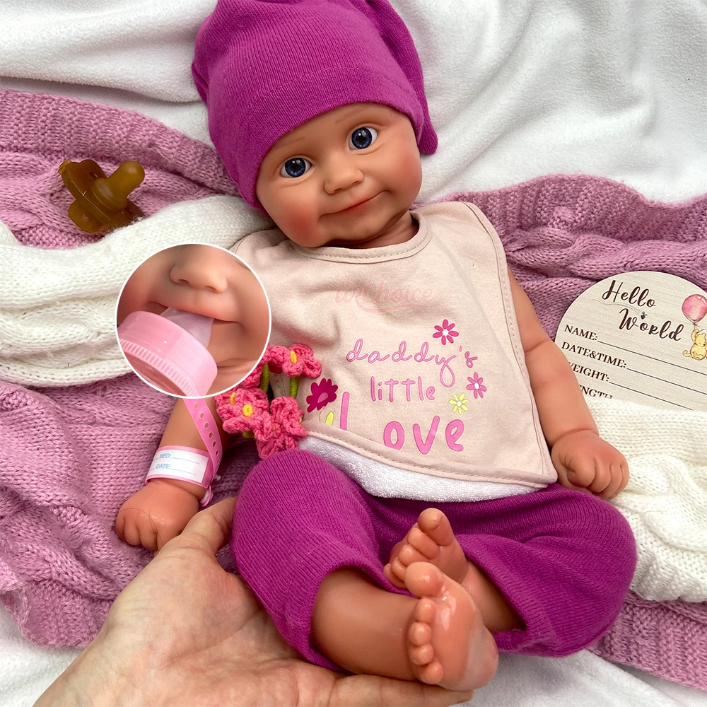 50cm Realistic Silicone Reborn Girl Maddie Full Body Solid Can Open Mouth Weighted Lifelike Doll  for Emotional Support