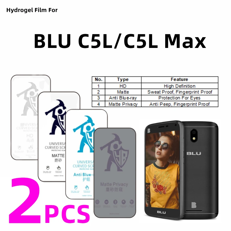 2pcs HD Hydrogel Film For BLU C5L Matte Screen Protector For BLU C5L Max Eye Care Anti Spy Matte Protective Film