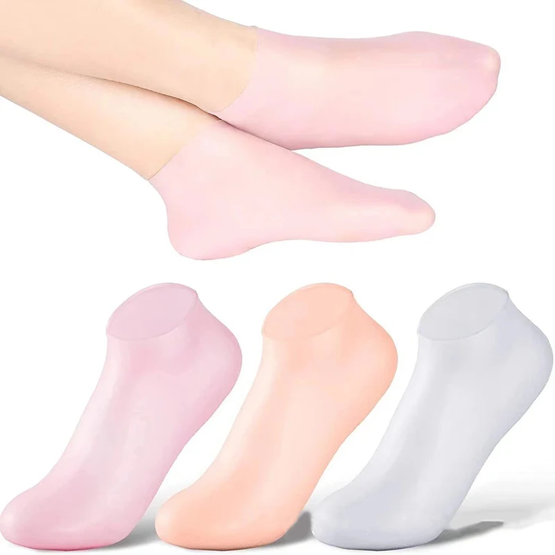 2 pçs meias de silicone cuidados com os pés anti rachaduras hidratante gel meias rachadas pele morta remover protetor alívio da dor ferramentas pedicure
