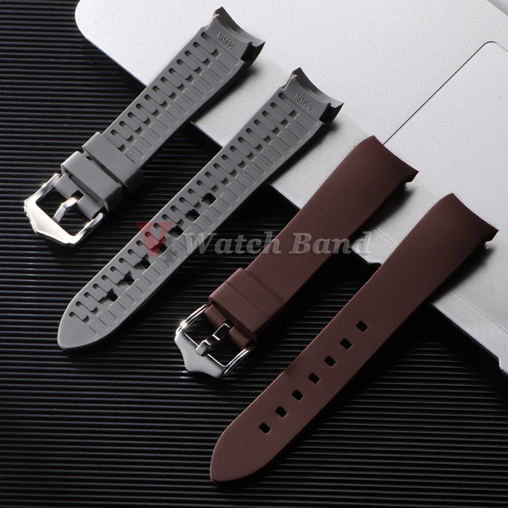 Curved End Rubber Strap 19mm 21mm 24mm 18mm 20mm 22mm Arc Silicone Watch Band Waterproof Sport Bracelet for Rolex Wristband Belt