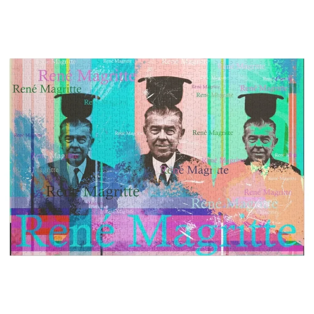 

creative René Magritte portrait, famous Belgian artist of surrealism Jigsaw Puzzle Personalized Wooden Name Custom Jigsaw Puzzle