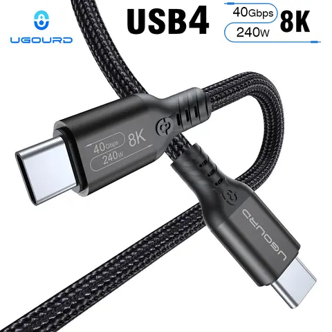 UGOURD USB 4 Thunderbolt 4 Type C Cable 40Gbps 240W Fast Charging For Laptops EGPU Phone 8K 60HZ UHD Video Cable