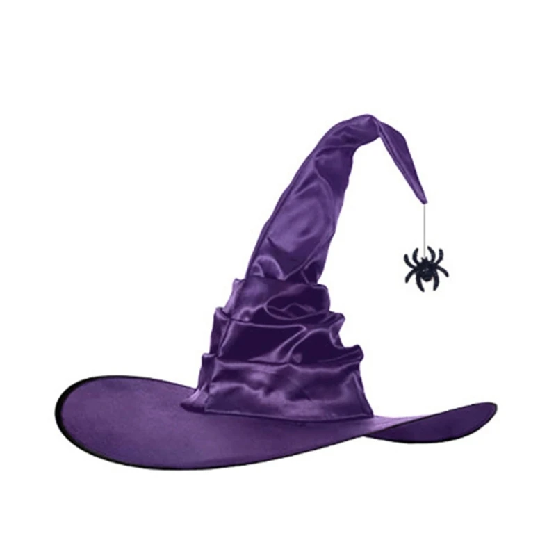 Halloween Witch Hat Wizard Homens Mulheres Chapéu Torto Traje Cosplay Aranhas