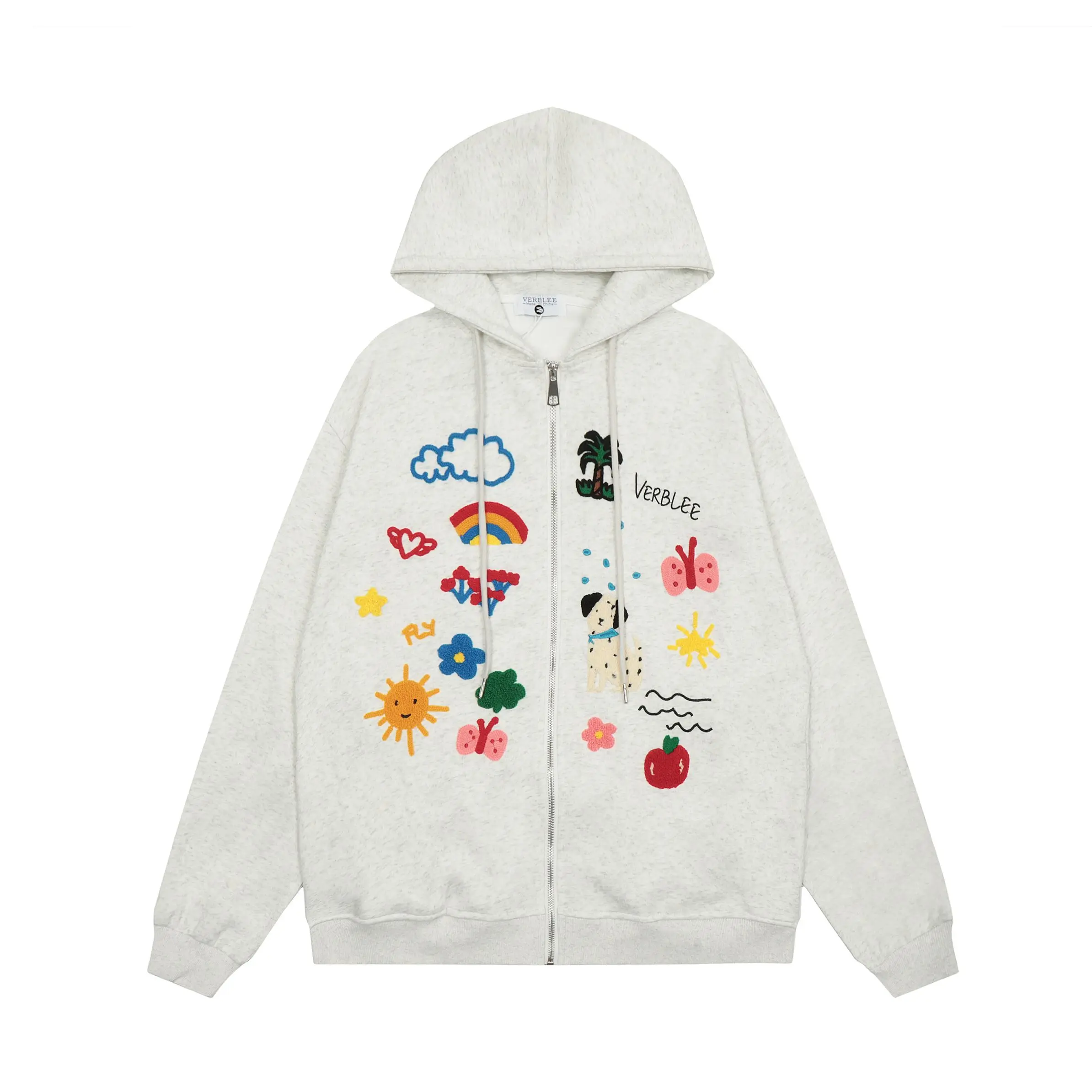 Hooded Coat Embroidered With Colored Letters Minority Design American Street Girls New Lovers Loose Tops