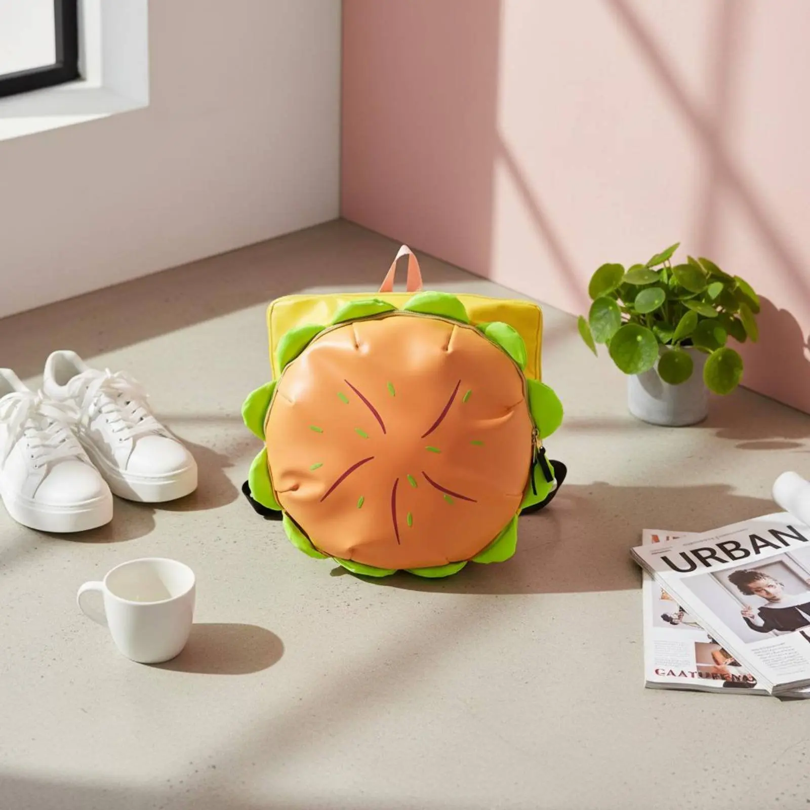 Hamburger Backpack Cute Cartoon Backpack Hamburger Purse 3D Design Fashion Accessory Funny Design for Parents and Kids, Shopping view 5
