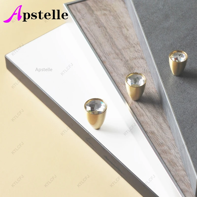 ABCF Light Luxury Drawer Wardrobe Storage Cabinet Door Handle Pure Copper Handle Crystal Glass Creative Personality Small Pulls image 6