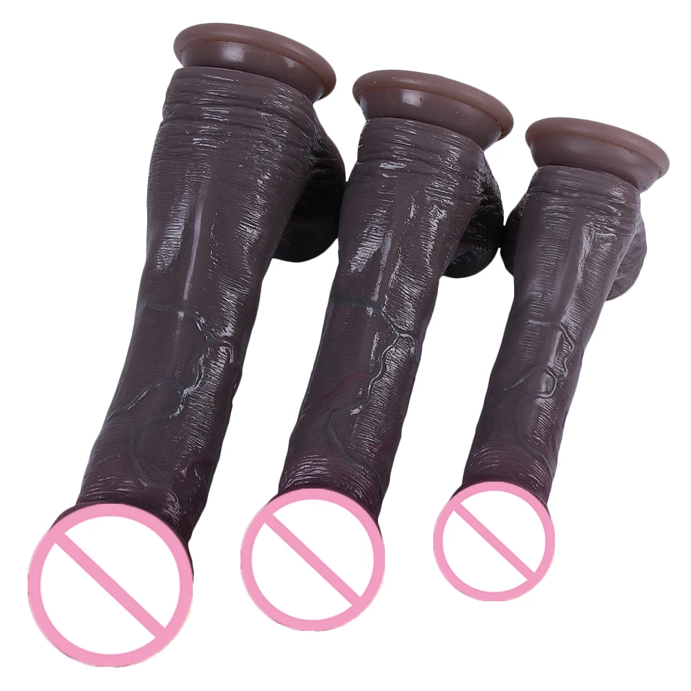 Real Black Skin Silicone Big Huge Penis Realistic Dildo Suction Cup Cock Male Artificial Rubber Dick Sex Toys For Women Vaginal